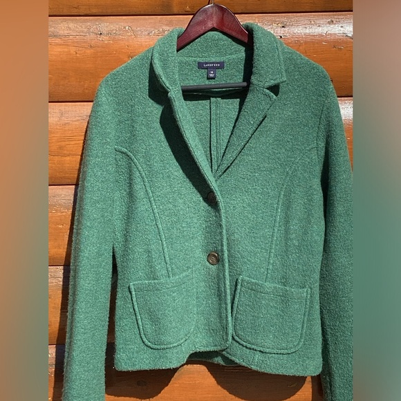 Lands' End Sweaters - 🌲 LANDS' END Spruce Tailored WOOL Cardigan EUC Sz 14 VNUC 🌲 Pockets 😉